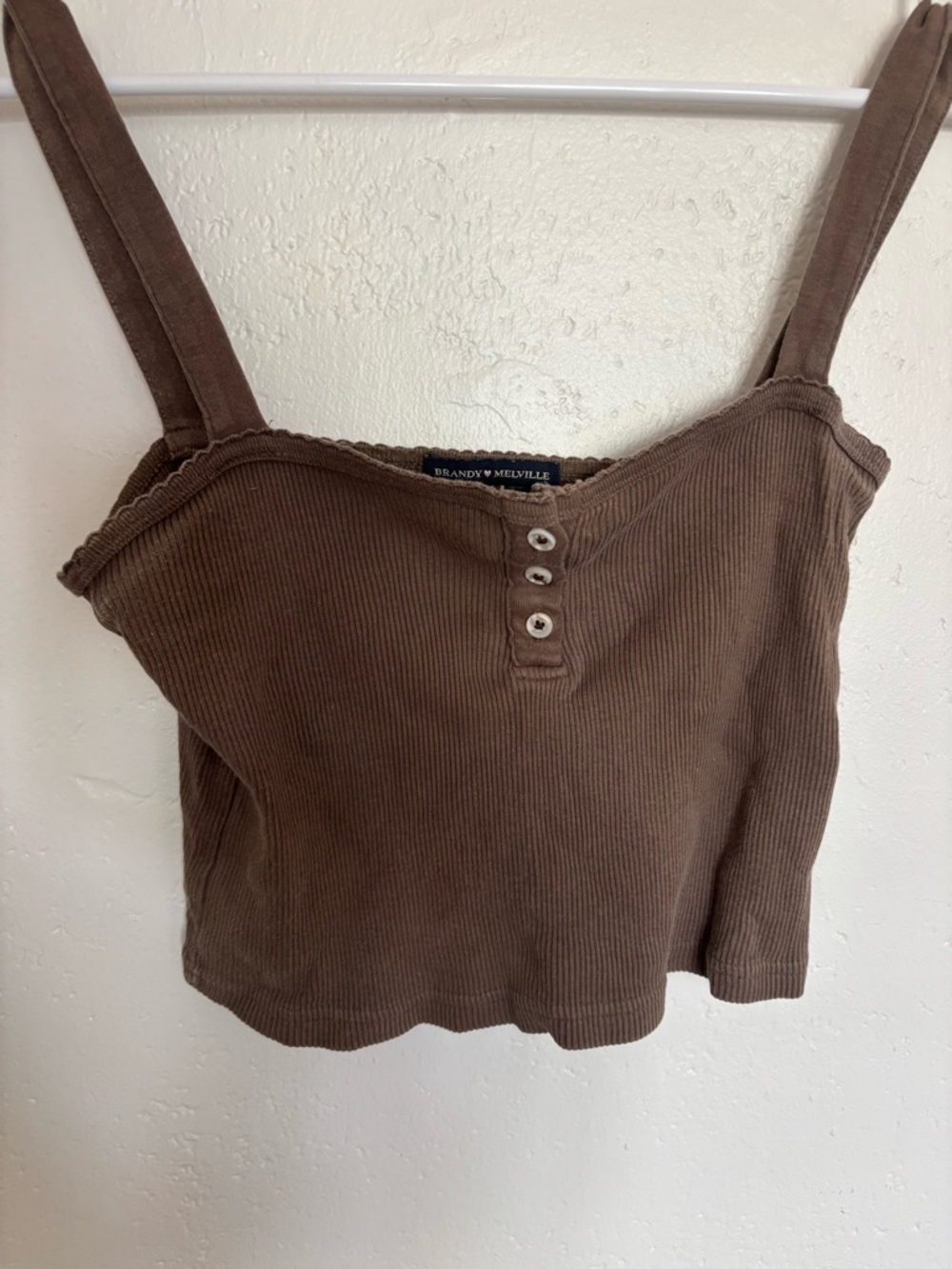 Brandy Melville Brown Ribbed Button-Front Camisole